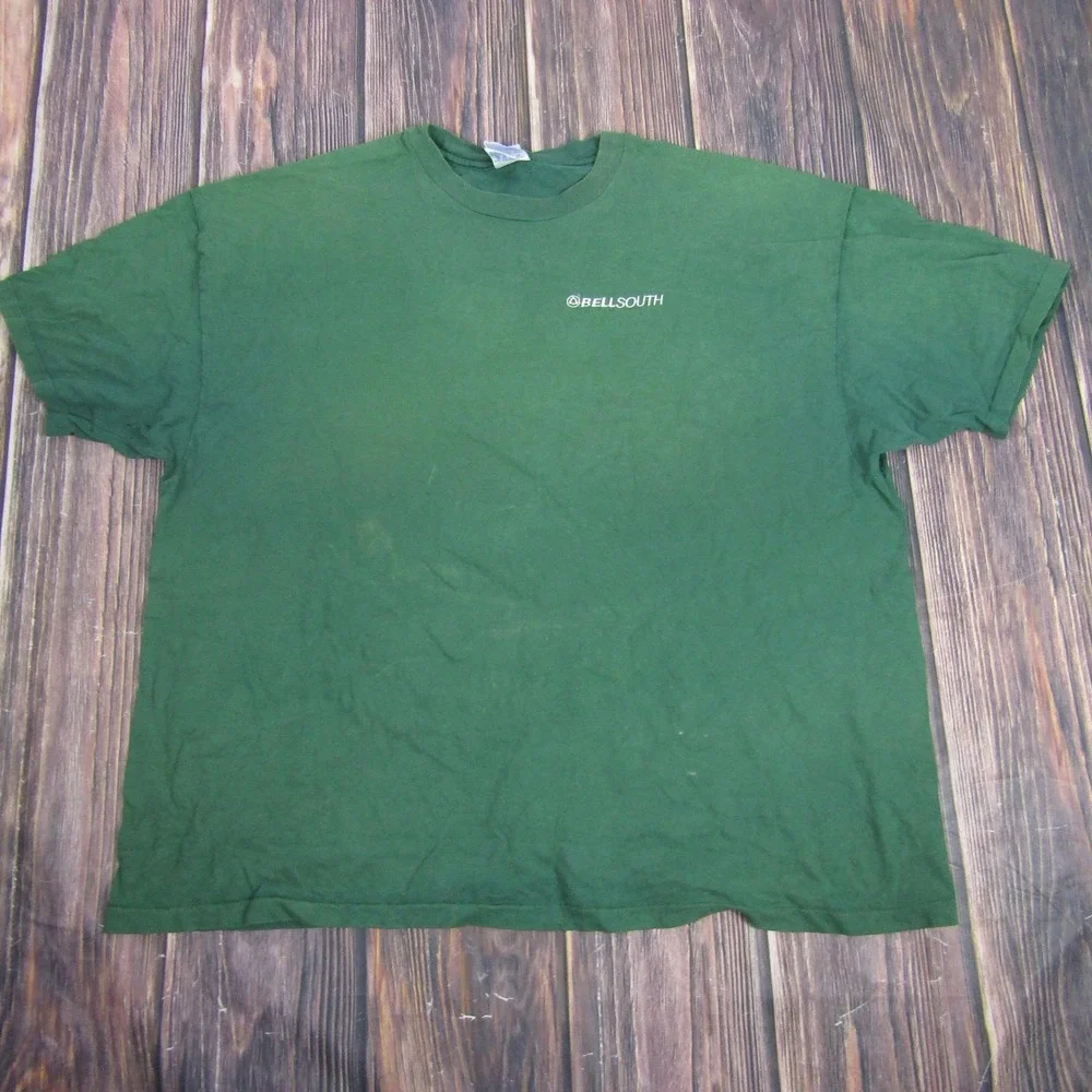 Vintage BellSouth Shirt Mens 3XL Green Hanes Beefy-T Embroidered Logo‎ 90s USA